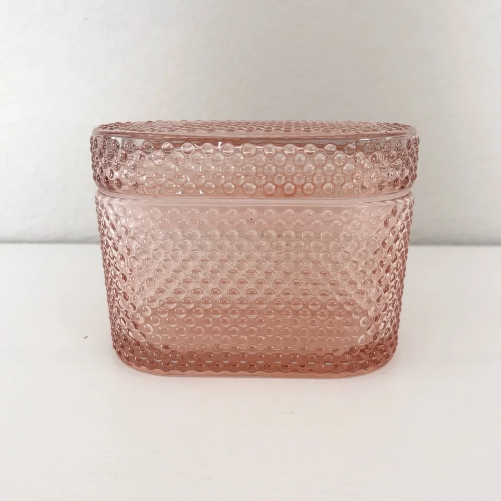 TARGET Hobnail Glass Pink Trinket Box NWT - Picture 2 of 8